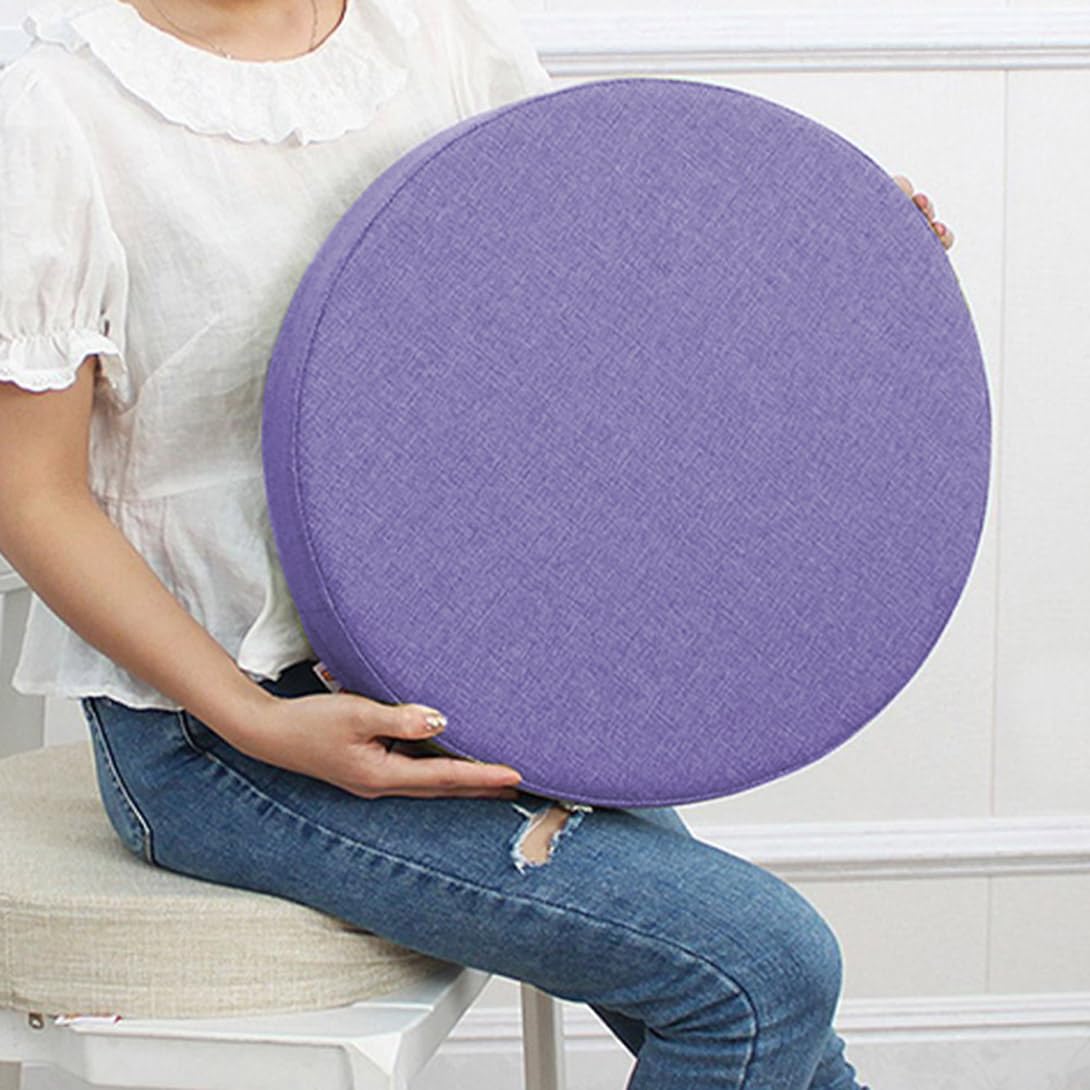 Coussin de chaise rond bleu 28x28 cm antidérapant de 3 cm