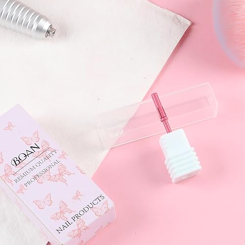 Miniatura 7 de BQAN Juego de 2 brocas profesionales de 0.122 in con parte superior de cristal, fáciles de quitar, para bandas de lijado, adecuadas para uñas