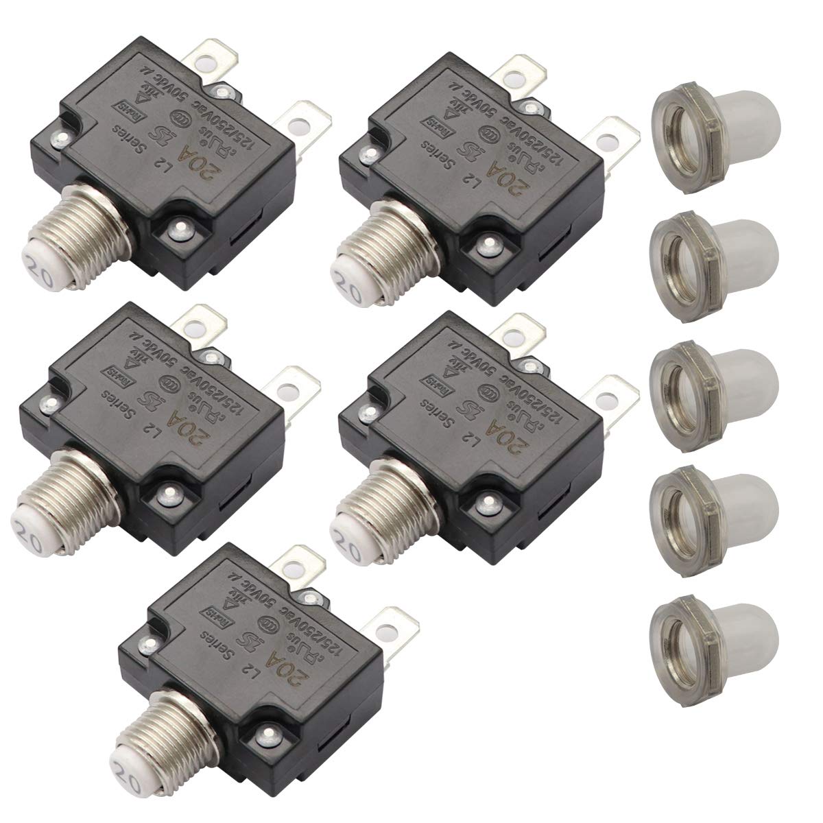 5PCS 10A Amp Push Button Reset Circuit Breaker 125-250V AC 50V DC — Amazon image 7