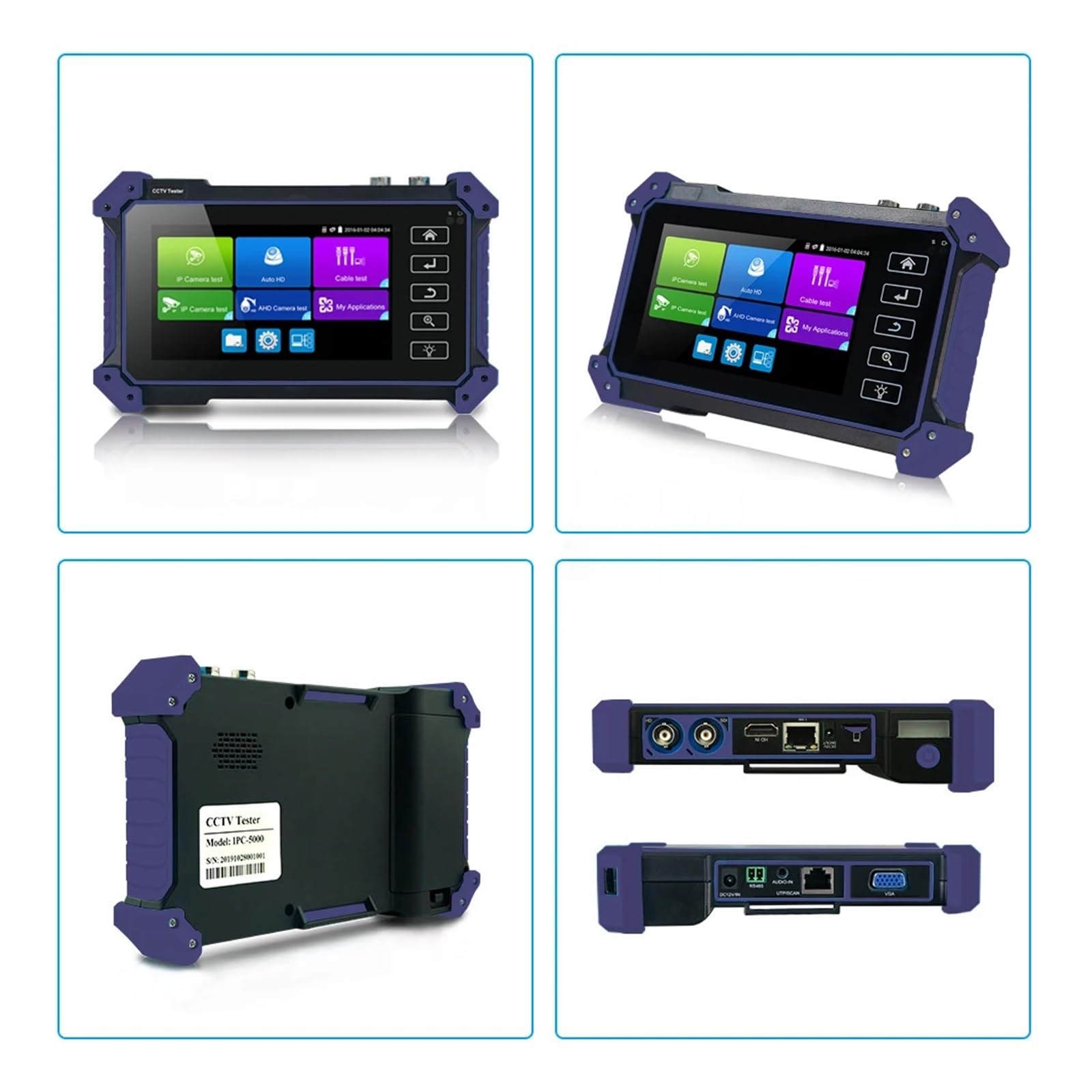 Tester for telecamere CCTV con Ingresso VGA, Monitor CCTV, Tester for telecamere IP, 8MP, AHD, CVI, SDI, 5.4 ", 5", IPC(TI-Z9652)