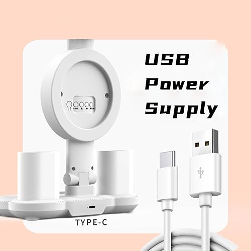 Miniatura 5 de Lámpara de escritorio LED para el cuidado de los ojos, lámpara de mesa ajustable regulable sin escalones con ventilador de lectura, lámpara de