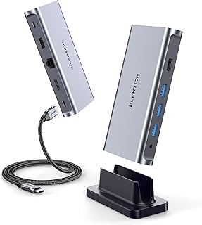 LENTION USB C Docking Station with 100W PD, 4K HDMI, Gigabit Ethernet, USB 3.0/2.0&Aux Adapter for 2023-2016 MacBook Pro/Mac Air/Surface/Steam Deck, More, Stable Driver Certified (CB-D53, Space Gray)