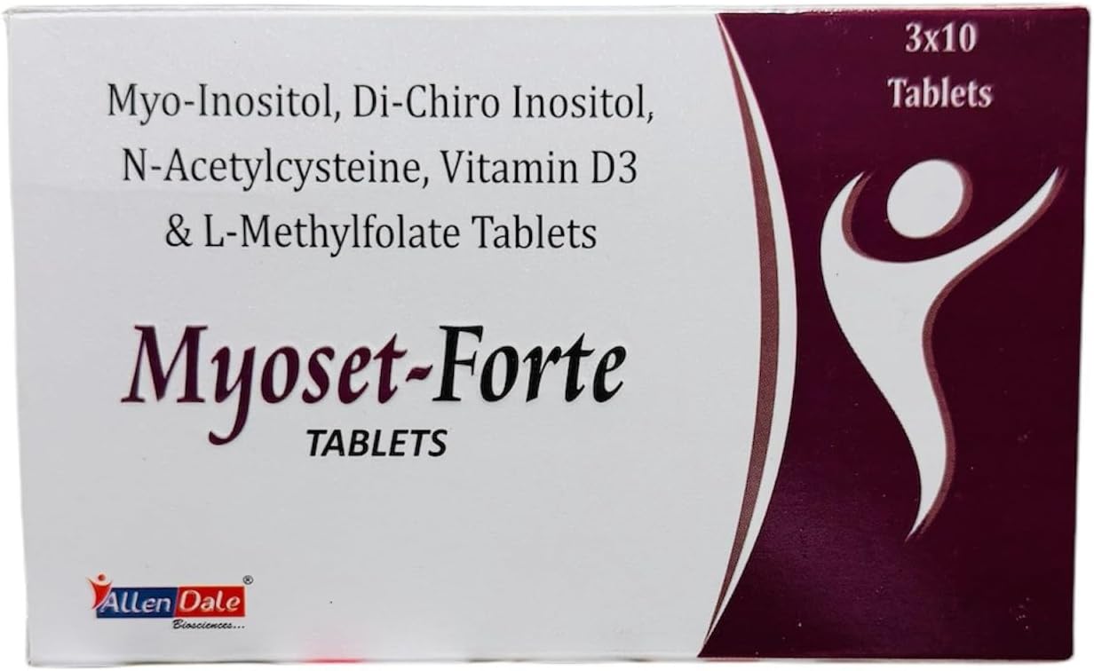 Allen dale -PCOS, PCOD management for women- Myo-inositol, D-Chiro Inositol, N-Acetylcysteine, Vitamin D3, L-Methylfolate, Pack of 30 Tablets