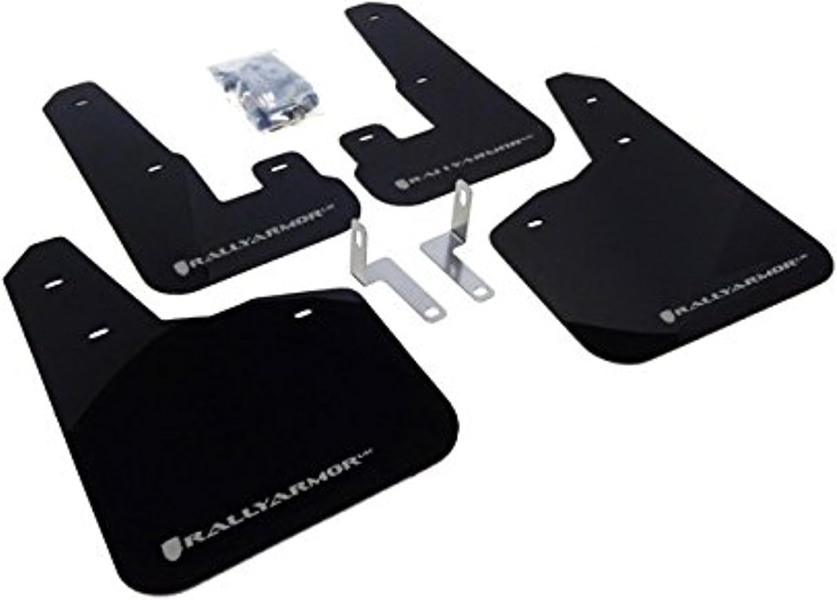 Rally Armor MF14-UR-BLK/SIL Black, Silver Mud Flap with Logo (2010+ Subaru Legacy UR), 1 Pack