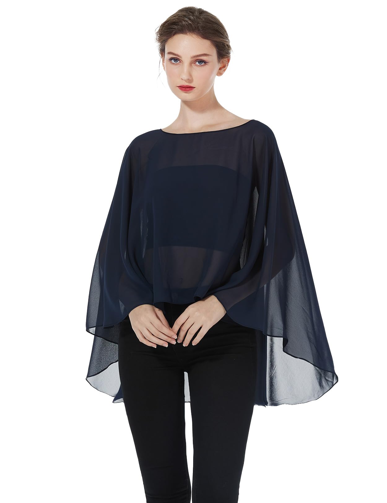 BEAUTELICATE Stola Coprispalle Elegante Chiffon Donna Scialle Mantellina Poncho Chiffon Estiva per Cerimonia Sposa Damigella Matrimonio Festa