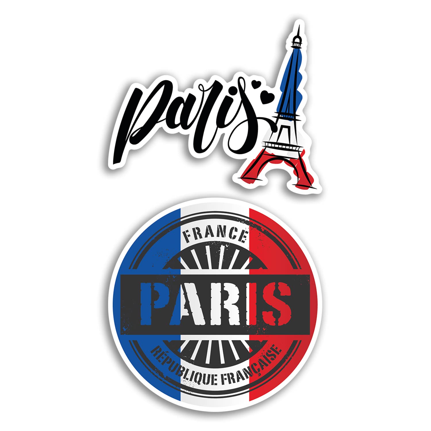 Dv Design Multi 2 X 10Cm Wide Paris Vinyl Stickers - France French Eiffel Tower Holiday Travel Adventure Travel Map Flag Country Scrapbooking Gift #78740