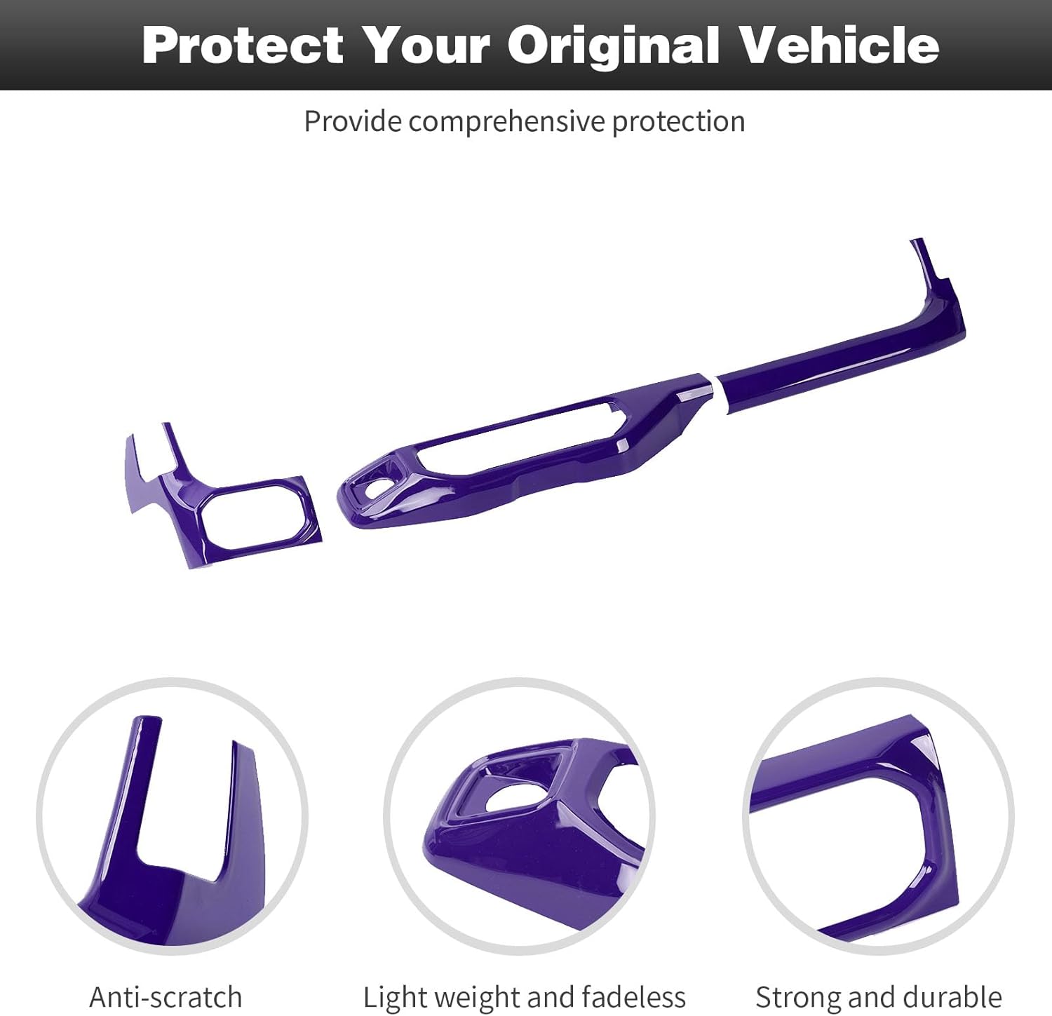 CheroCar for JL Center Console Headlight Air Conditioning Control Panel & Co-Pilot Handle Panel Interior Accessories fit for Jeep Wrangler JL JLU 2024 2025 2026,Purple