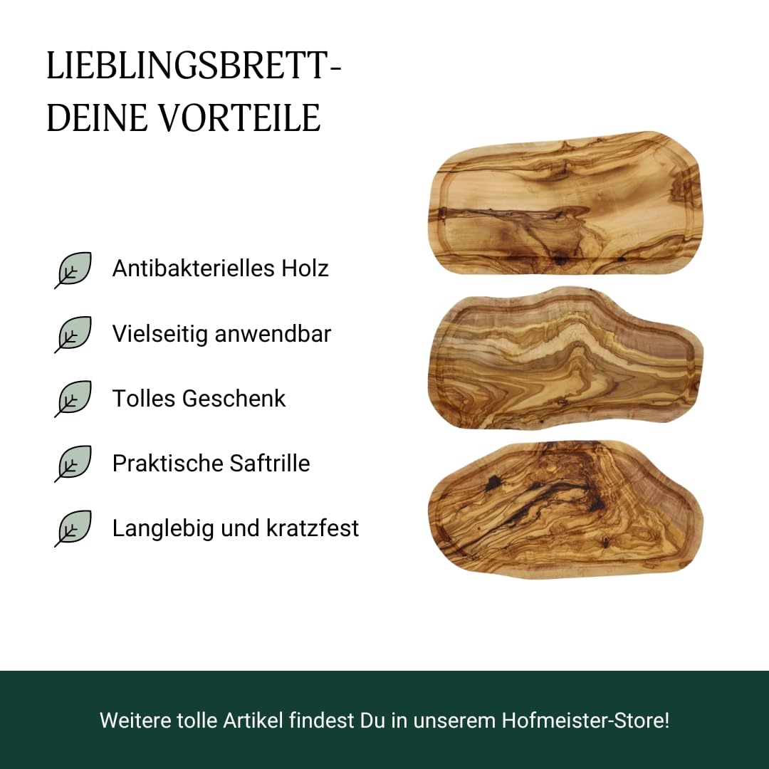 HOFMEISTER® Schneidebrett mit Saftrille, aus Olivenholz, 40 cm