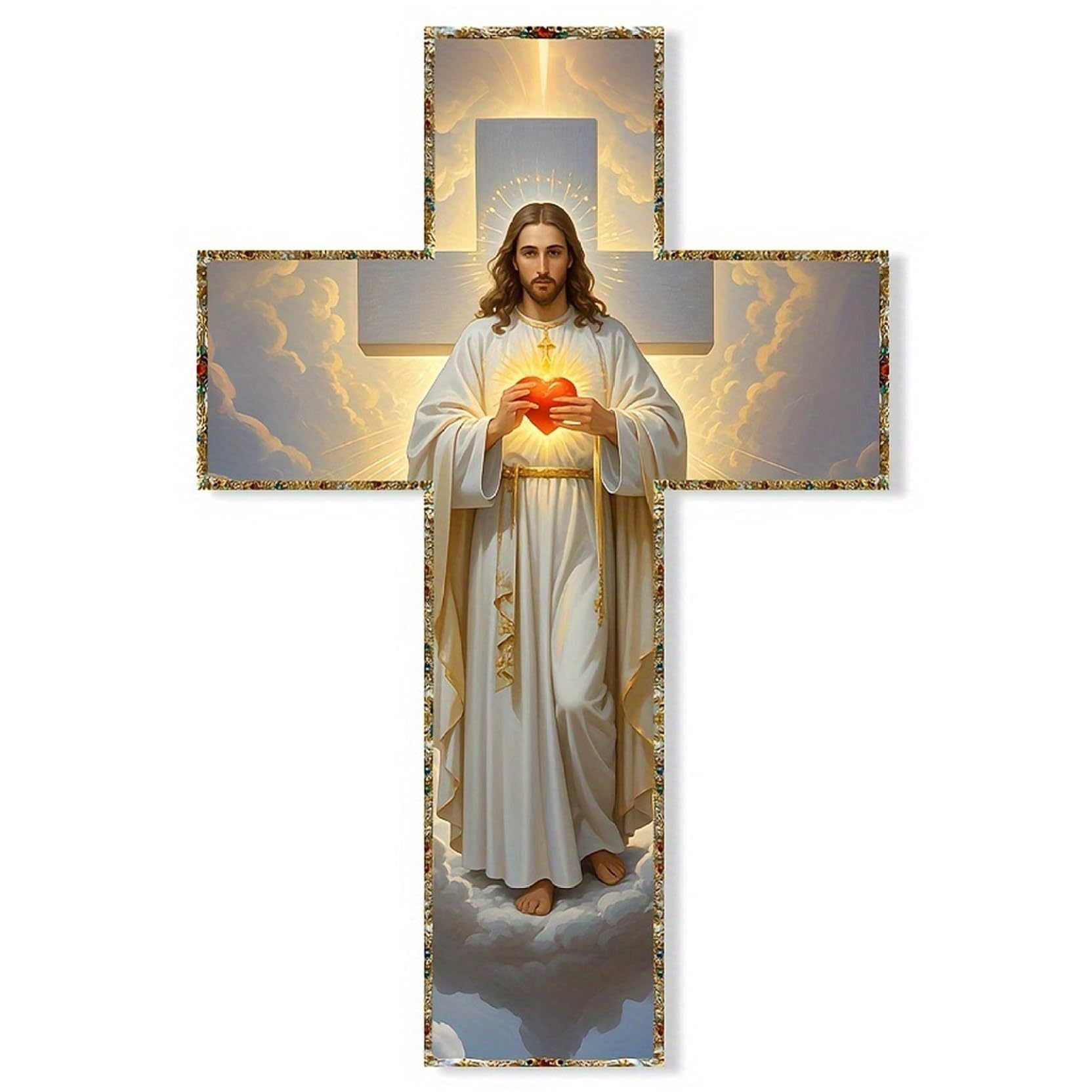 CAKEEYUM 12x8 Inch Vintage Wooden Jesus Cross for Wall Crucifix Catholic Religious Spiritual Decor for Living Room & Bedroom