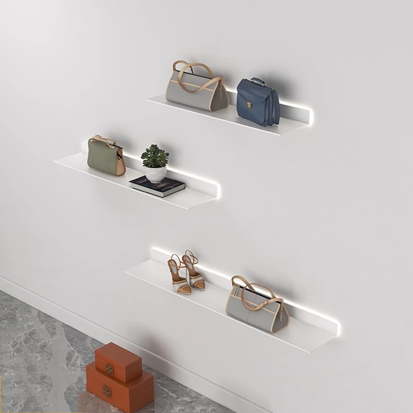 Scaffali A Muro Galleggianti, Apparecchi Di Illuminazione A Parete Lampade A Muro Rettangolari Nere Per Interni Possono Illuminare La Stanza In Modo Molto Conveniente E Bello (Color : White, Size :