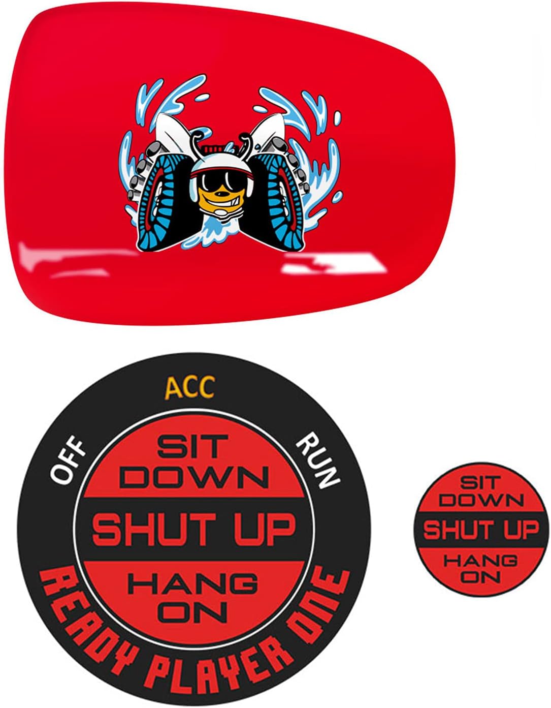 TOOLEPIC for 2015-2024 Dodge Challenger Charger Accessories Bundle,Ruby Red Gear Shift Knob Cover and Unique Hang On Style Start Stop Button Overlay Sticker.
