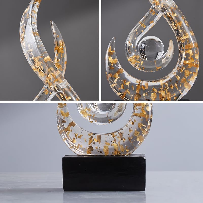 Modern Abstract Art Table Decoration,Resin Flame Statue Modern Gold Centerpiece Ornaments for Living Room Great Gift Idea Home Decor,Collectibles - Image 5
