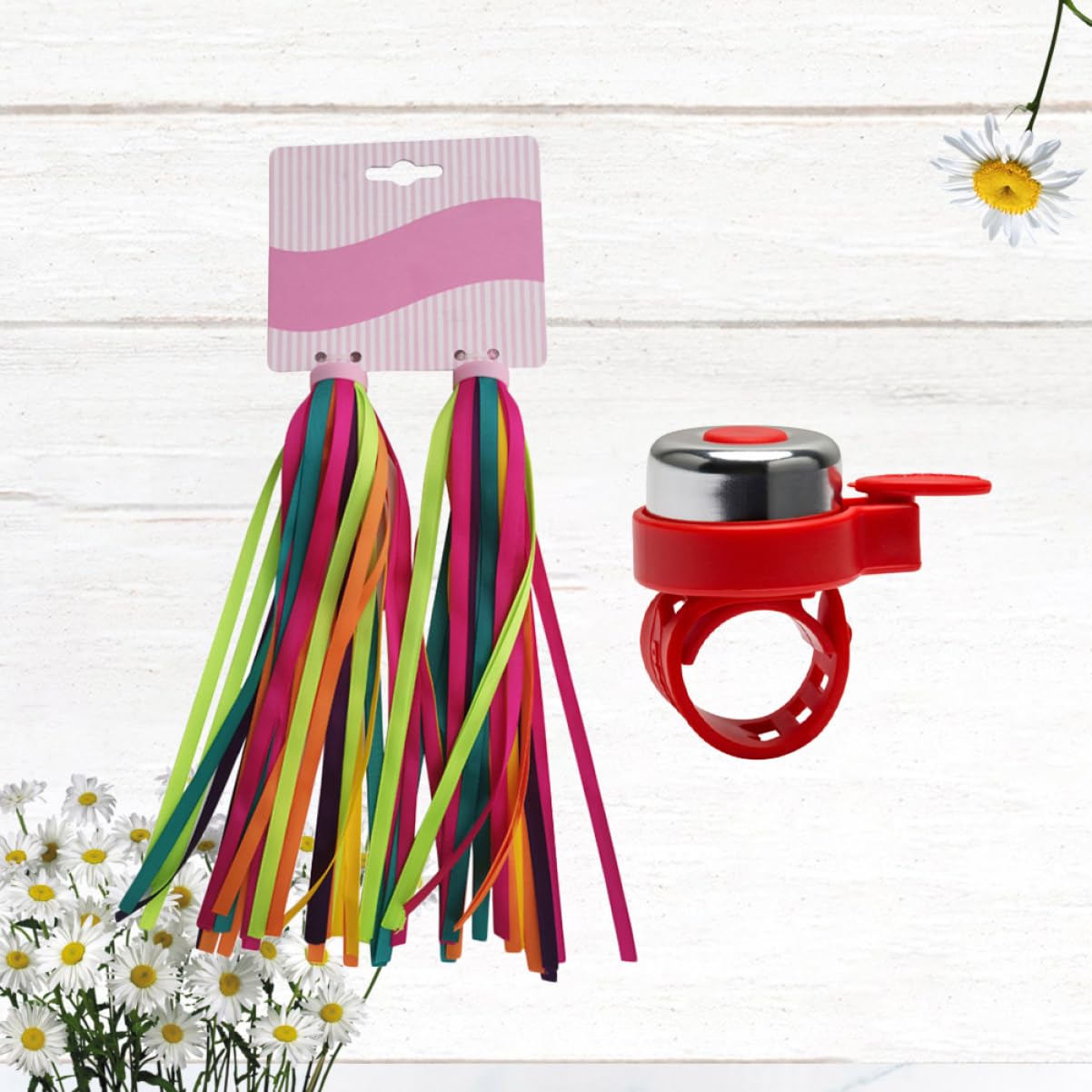 Kisangel 6 Pares Juegos De Niños para Bicicletas Infantiles Serpentinas De Campanas Campana De Manillar De Bicicleta De Joyería Traje Rosa Equitación Niña Cadena
