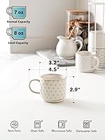 Vista 5 de LE TAUCI Juego de tazas de café apilables con soporte, tazas de espresso de cerámica para Au Lait, capuchino, café con leche, café, moca, té