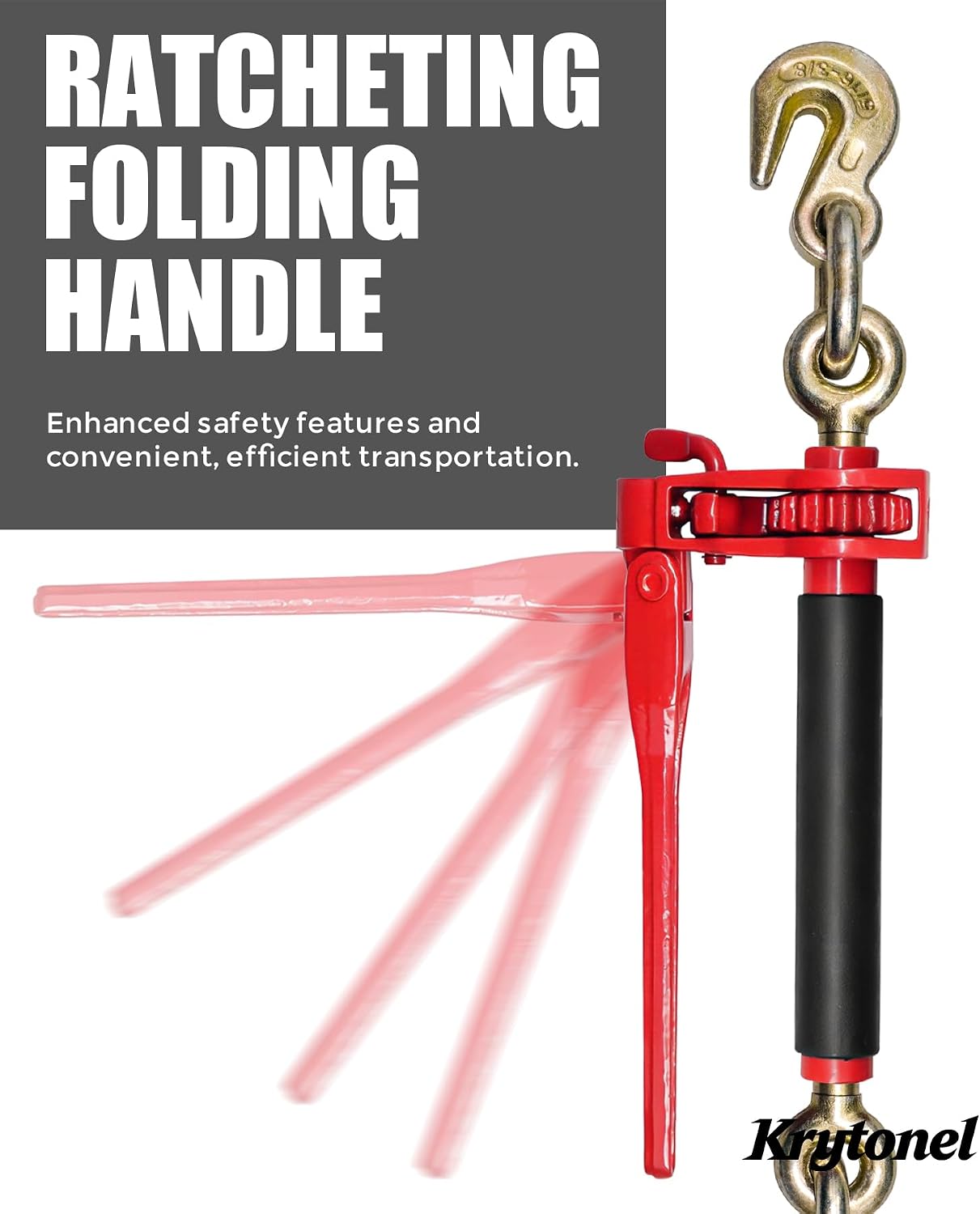 4 Pack 5/16" - 3/8" Heavy Duty Folding Handle Ratchet Chain Binder Load Binder with Grab Hooks 7,100 lbs WLL | Chain Binders for Flatbed Truck Trailer Tie Down