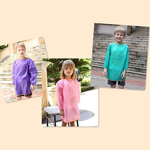 Miniatura 7 de Long-sleeved Painting Apron for Adjustable Art Smock for Height Orange Protective Coverall for Painting and Drawing Activities