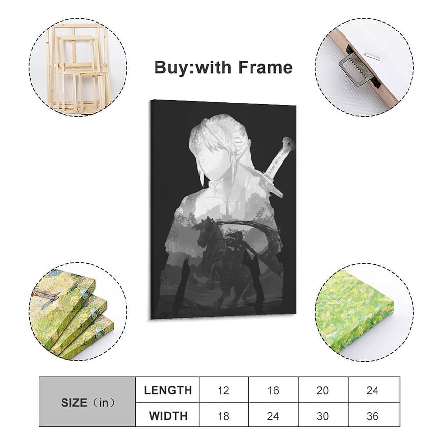 Amazon.co.jp: モノクロリンクアニメポスター1キャンバスアート