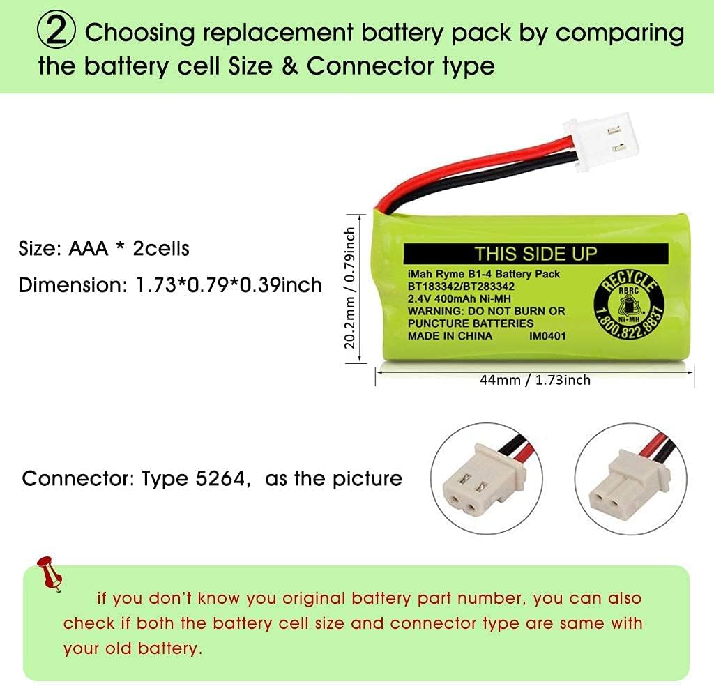 Lіmіtеd Dіѕсоunt iMah BT183342/BT283342 2.4V 400mAh Ni-MH Battery Pack, Also Compatible with AT&T VTech Cordless Phone Batteries BT166342/BT266342 BT162342/BT262342 2SN-AAA40H-S-X2, Pack of 2 Flаѕh Dеаlѕ - 70% оƒƒ iMah BT183342/BT283342 2.4V 400mAh Ni-MH Battery Pack, Also Compatible with AT&T VTech Cordless Phone Batteries BT166342/BT266342 BT162342/BT262342 2SN-AAA40H-S-X2, Pack of 2