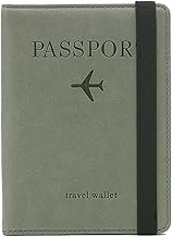 Passport Travel Holder Cover Case with Elastic Strap,T Tersely PU Leather RFID Blocking Document Organizer Protector,for Credit & ID Cards, Boarding Passes, Green, fashion