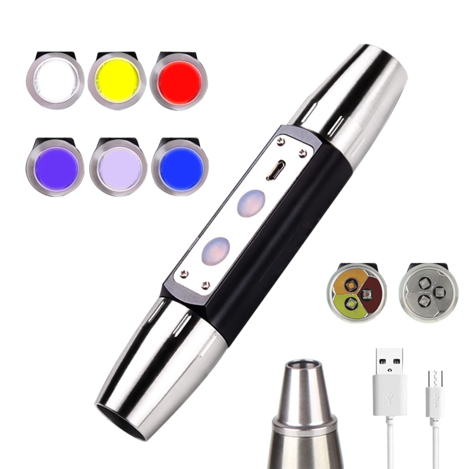USB Rechargeable Six LEDs Expert Jade Appraisal Flashlight, Jewelry Flashlight ，red Light，Jewelry Appraisal Gemstones Diamond.