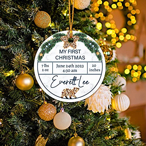 Baby's First Christmas Ornament 2023, Personalized Holiday Ornament Custom Baby Name, My First Christmas Ornament, Baby Bear 1St Christmas Keepsake Gift, New Baby Xmas Decoration Gifts #TOP3
