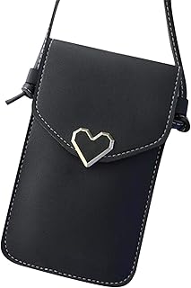 Sevenfly Lightweight Leather Wallet Transparent Touch Screen Mobile Phone Messenger Bag Mini Mobile Phone Bag,Black