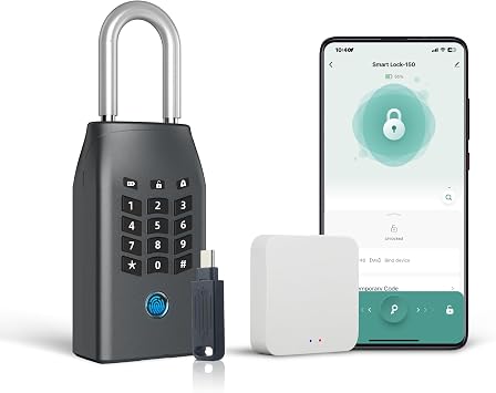 Smart Key Lock Box, with Fingerprint,Tuya APP,Password and Emergency Key Unlocked Methods, APP Remote Control Unlocking,Safe for Outdoor House Keys