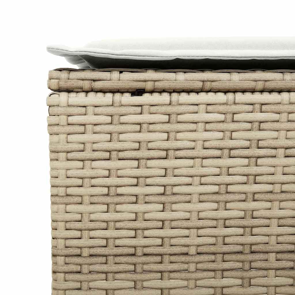 Set Divano da Giardino 4 Pezzi, in Polyrattan e Acciaio, con Cuscini Imbottiti, Design Modulare, Salotto da Giardino Esterno, Divano Esterno per Giardino e Terrazzo,Beige, con 2 Poltrone e 2 Sgabelli