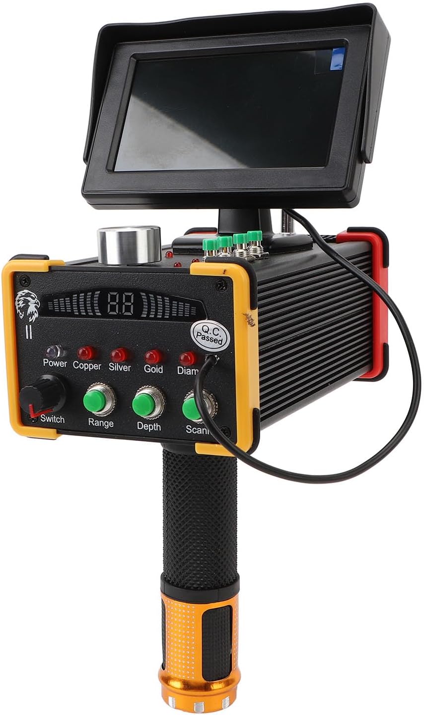 Gonetre Metal Detector High Accuracy Advanced Gold Silver Copper Locator with Display Screen for Treasure Enthusiasts Aluminium ABS 1500g (US Plug 100-240V)