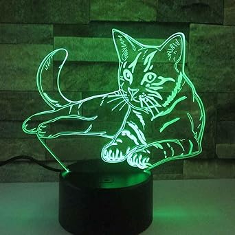 Amazon Co Jp Sahroo 3d錯視ランプ 動物猫 Ledナイトライト 子供 ライト幻ナイトライト16色ライト リモコンベッドサイドライト付き 女の子男の子子供向け ホーム キッチン