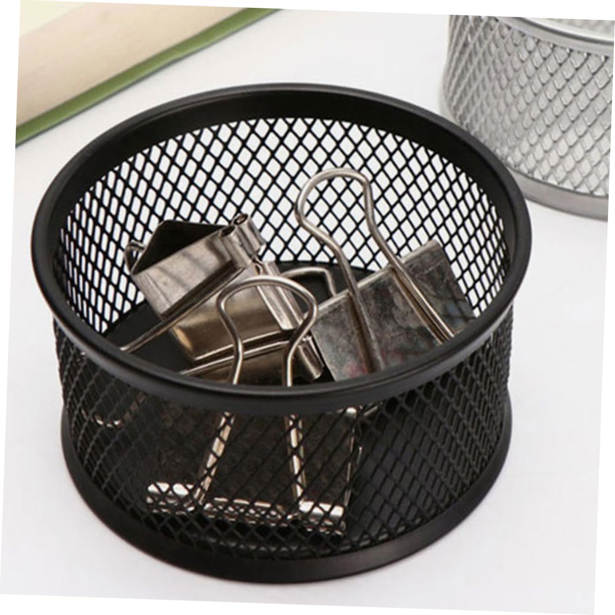 MAGICLULU 3pcs Black Mesh Desk Organizer Wire Mesh Paper Clip Holder Paper Clip Dispenser Desktop Clip Storage Rack Office Supplies Dispensers