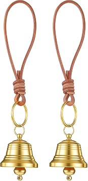 2 Pcs Brass Hanging Bells for Door, Gold Jingle Bell Clear Ringing