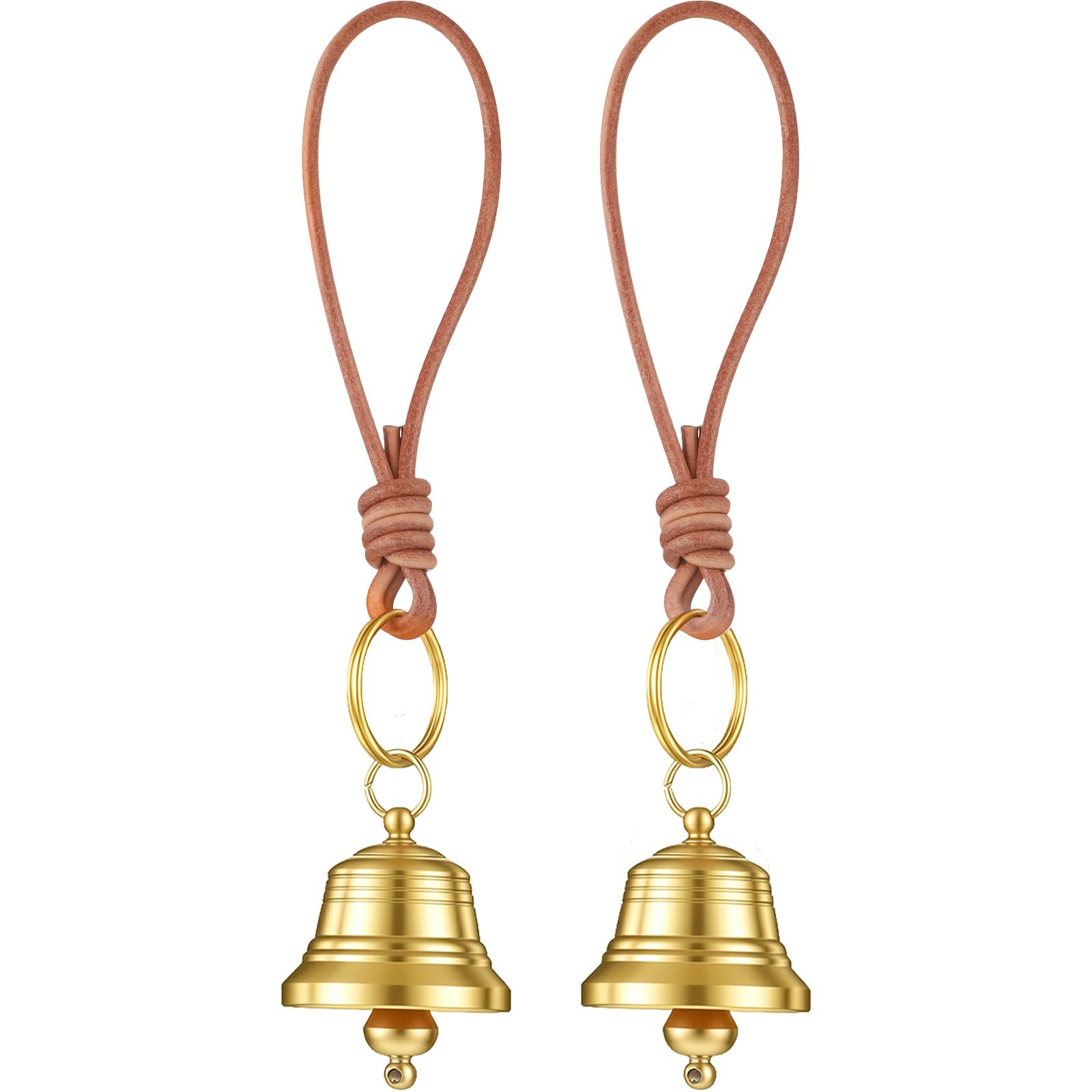 2 Pcs Brass Hanging Bells for Door, Vintage Gold Jingle Door Knob Chime
