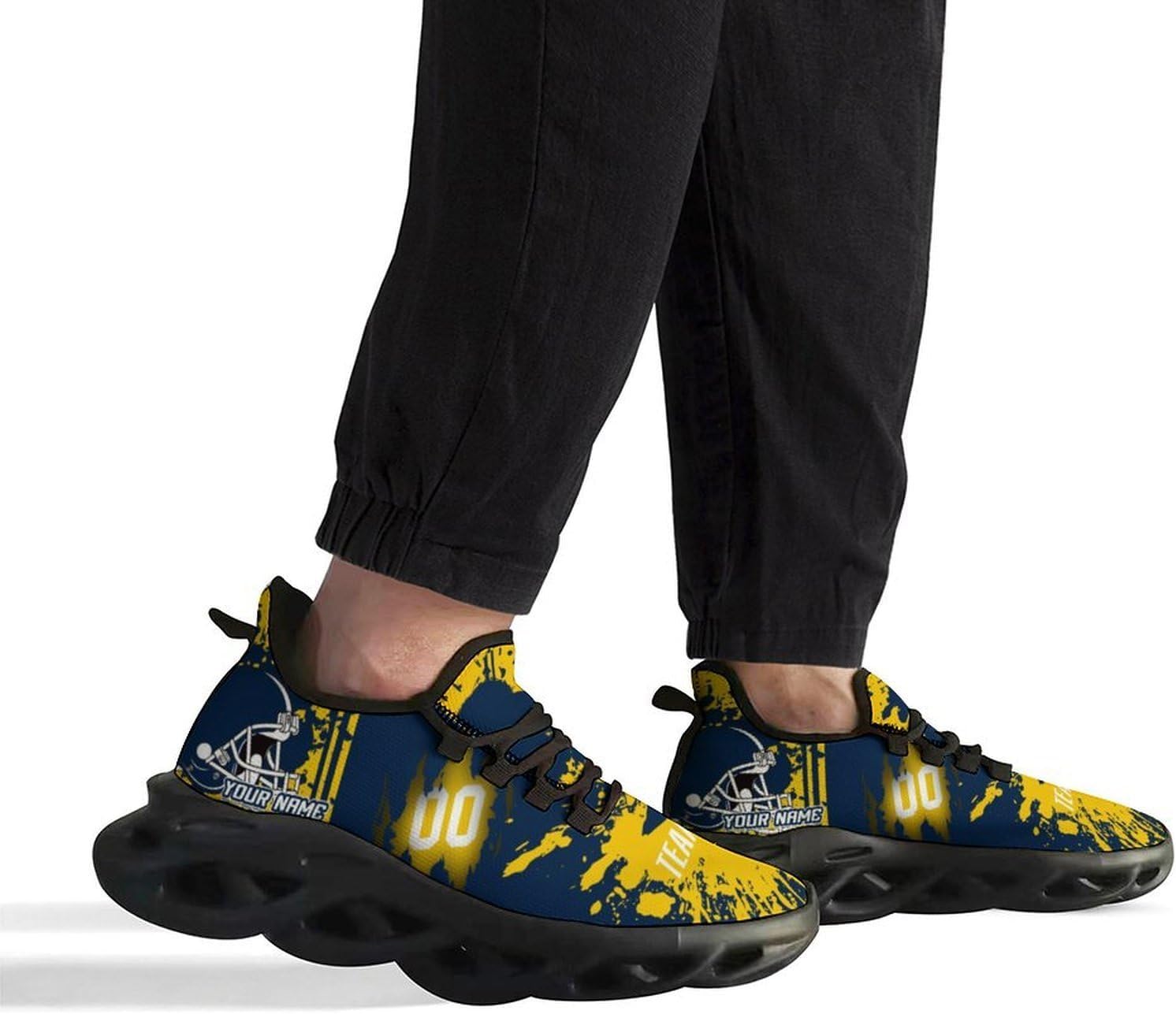 Custom College Football Flex Sneakers City Map Shoes for Men Women Personalized Name Number Fans Gifts Athletic Breathable Casual Black