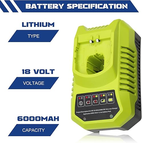 Miniatura 3 de P102 Batería de repuesto y cargador para batería Ryobi de 18 V P102 P103 P104 P105 P107 P108 P109 P122 Herramientas eléctricas inalámbricas