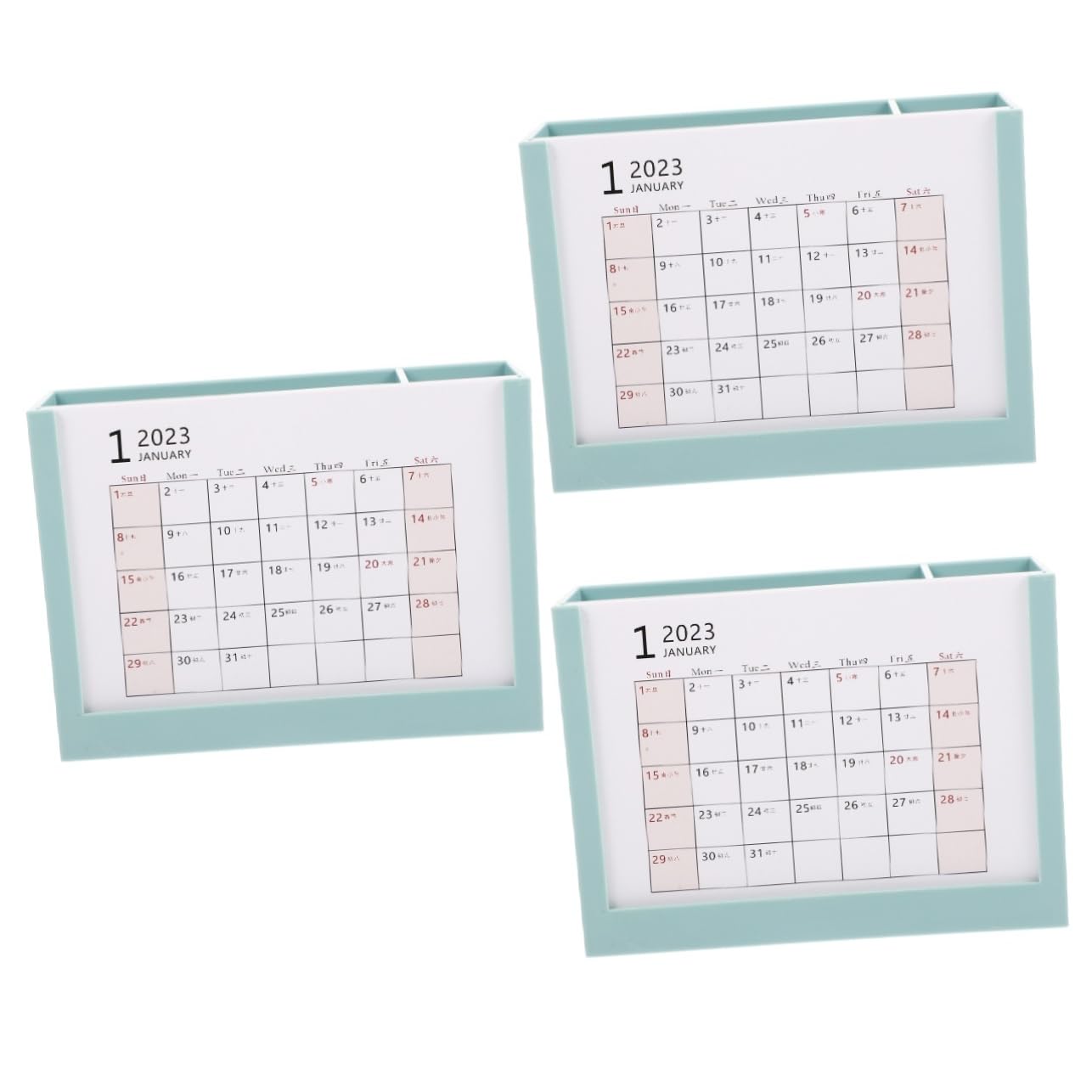 VILLCASE 3 Stück 2023 2023 Stifthalter-Tischkalender Mini-Tischkalender Schreibtisch-Container Tageskalender storage boxes aufbwahrungs-box vielseitiger Bürokalender Desktop-Container p.s