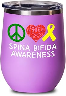 Spina Bifida Awareness Wine Tumbler Gift for Spina Bifida Warrior I Wear Yellow For a Survivor I have Spina Bifida Travel Cup Awareness Products