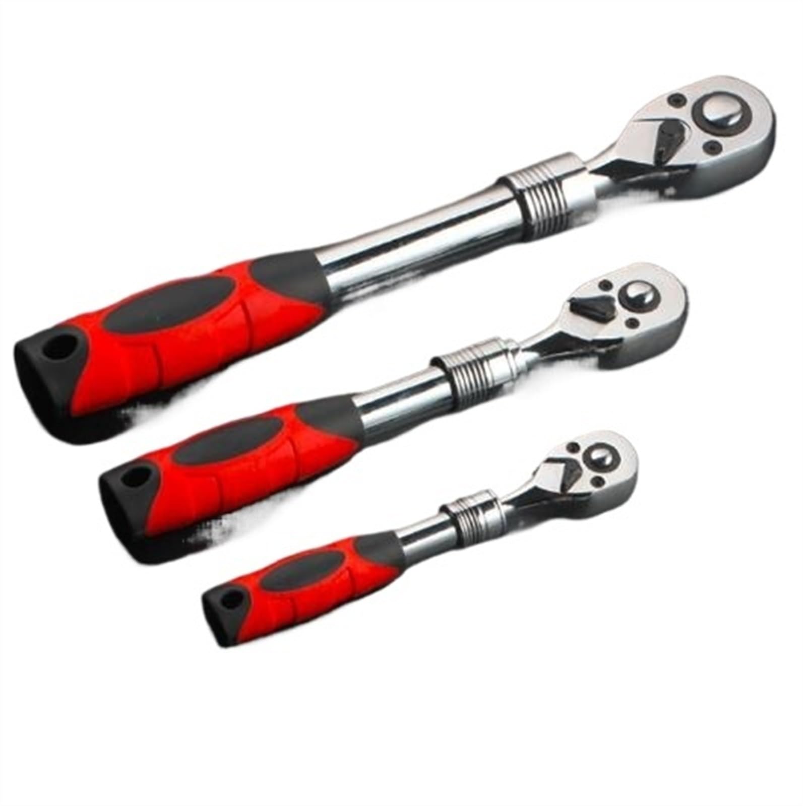Trinquete Reversible,RáPida Llave De Carraca 1/4 "3/8" 1/2 "72 dientes extensible llave de tubo telescópica Llave de trinquete herramientas manuales profesionales de liberación rápida(All the three)