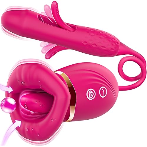 Vibrator Dildo Women Sex Toys - Mouth Rose Sex Toy Flapping G-Spot Vibrators with 10 Tongue Licking, Suction & Vibrations, Sovokn Sucking Vibrator for Clit Nipple Anal Stimulation for Women Couples
