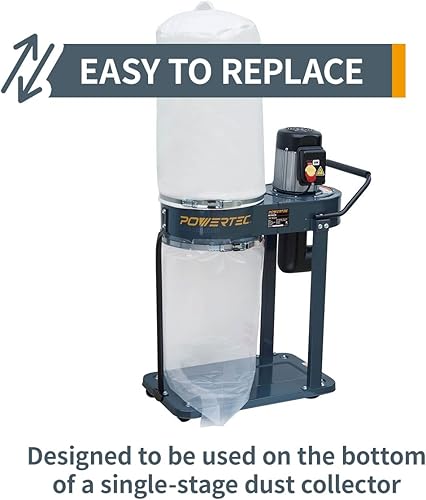 Miniatura 4 de POWERTEC 70009 Bolsa de recolección de polvo de plástico transparente, 19-12 pulgadas de diámetro x 33 pulgadas, paquete de 5 bolsas colectoras de