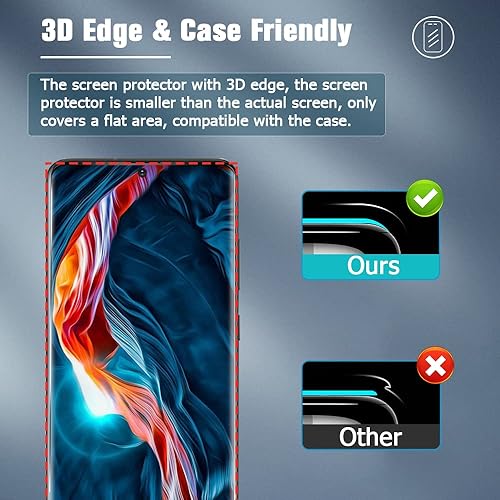 Miniatura 4 de 2+2 Pack S21 Ultra Glass Screen Protector, HD Clear 9H Tempered Glass Scratch Resistant, Fingerprint Unlock, 3D Curved, Bubble-Free for Samsung