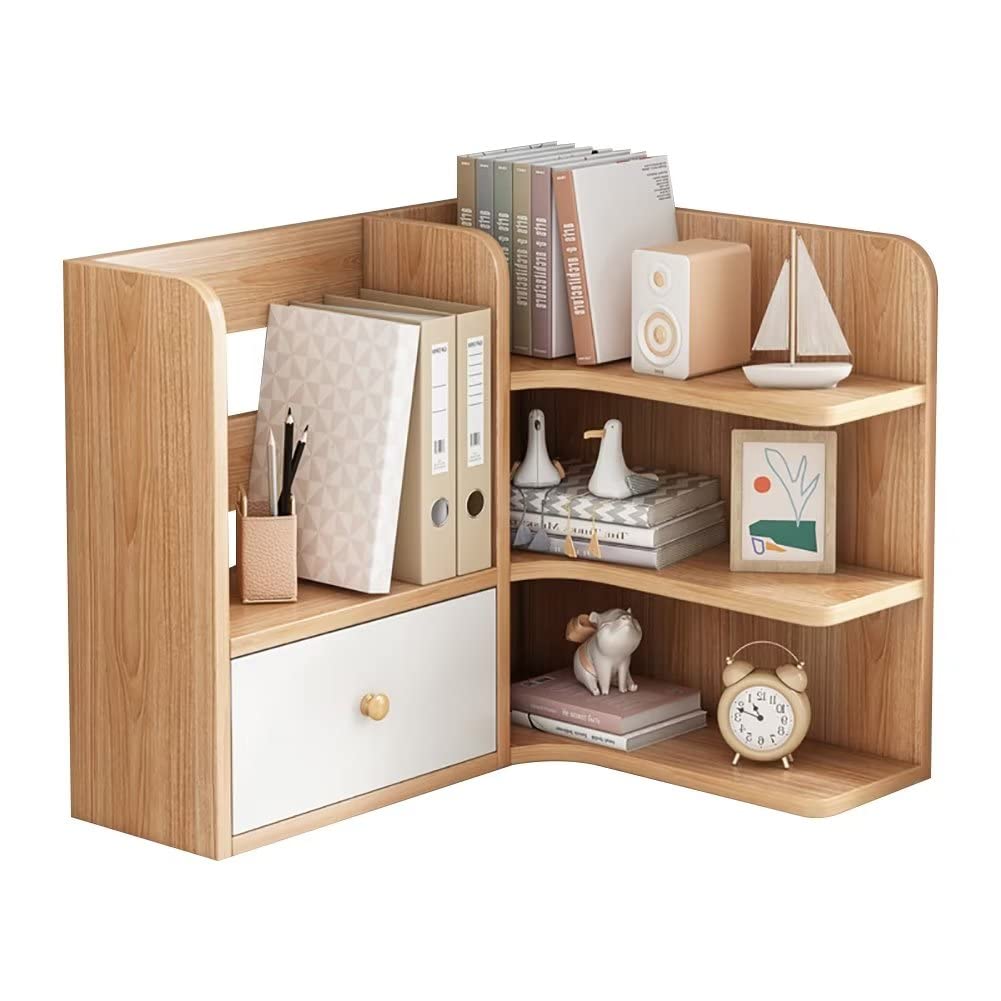 Amazon.co.jp : 机上本棚 デスクトップ本棚 机の本棚 卓上収納 木製