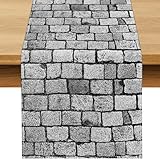 Buxiuer Cobblestone Wall Table Runner Medieval Castle Themed Birthday Party Decoration Stone Brick VBS Halloween Dining Room Home Kitchen Table Decor