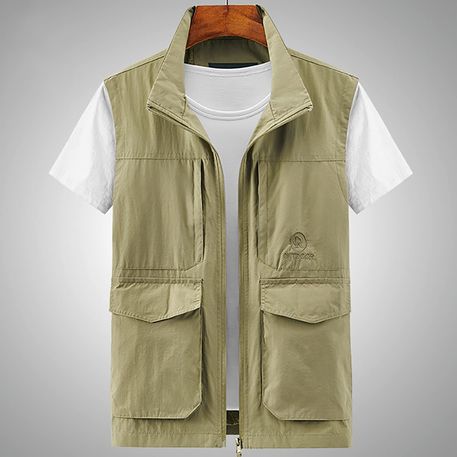 Gilet De Pêche Utilitaire Homme été - Multi-poches Voyage Beige