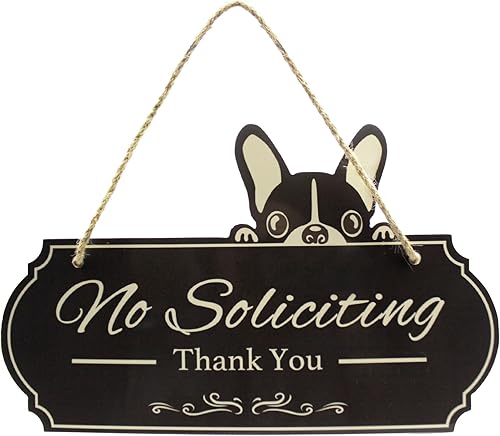 Letrero de No Soliciting para la casa, divertido y rústico con texto en inglés "No Soliciting", letreros para patio al aire libre para decoración de