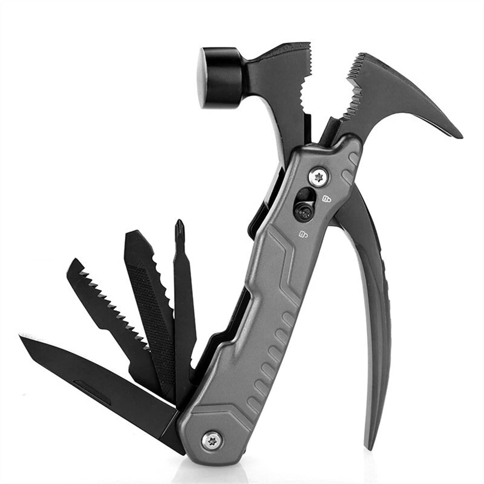 Marteau à griffes multifonctionnel avec manche en acier inoxydable et aluminium(Red)