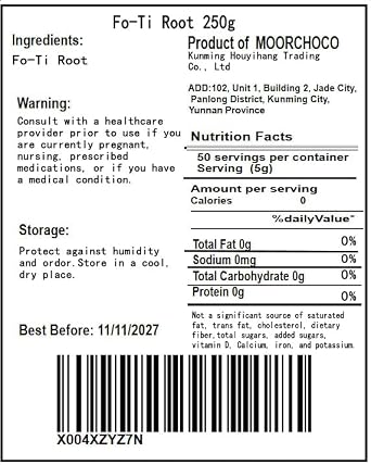 Prepared He Shou Wu (Fo-Ti Root)- Processed Polygonum multiflorum(8.81oz)250g