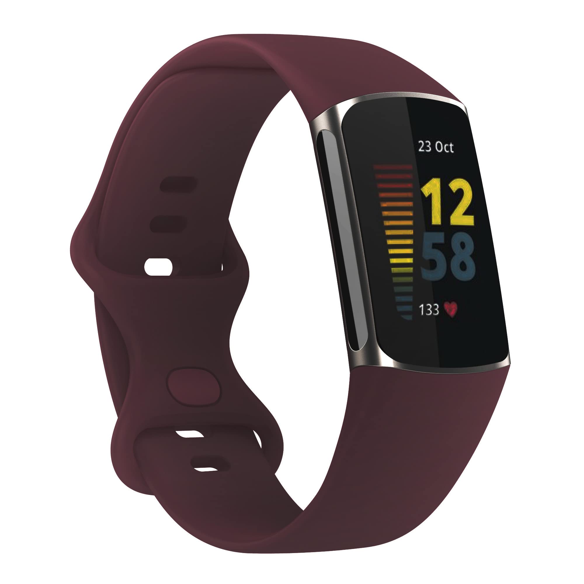 AISPORTS Compatible with Fitbit Charge 6/5 Strap Silicone for Women Men, Soft Flexible Breathable Silicone Sport Wristband Metal Clasp Bracelet Replacement Strap for Fitbit Charge 6/5 Activity Tracker