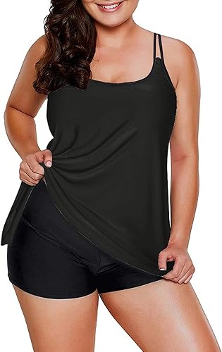 Miniatura 2 de MARZXIN Traje de baño tankini para mujer, diseño floral, de dos piezas, camiseta sin mangas, con pantalones cortos