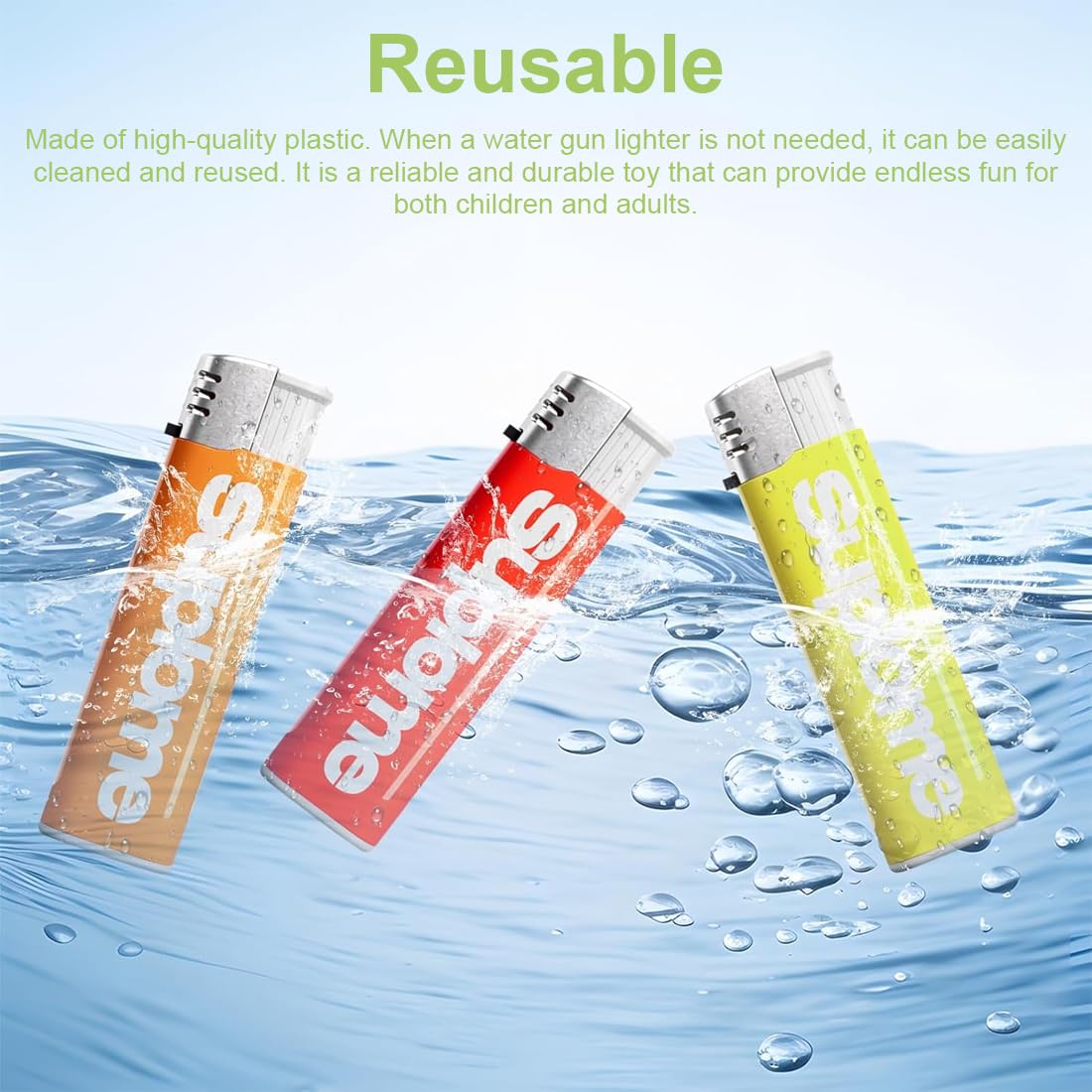 3 pezzi Prank, accendino a spruzzo d'acqua Prank, Lighter Pranks, Water Shooting Toy Lighter